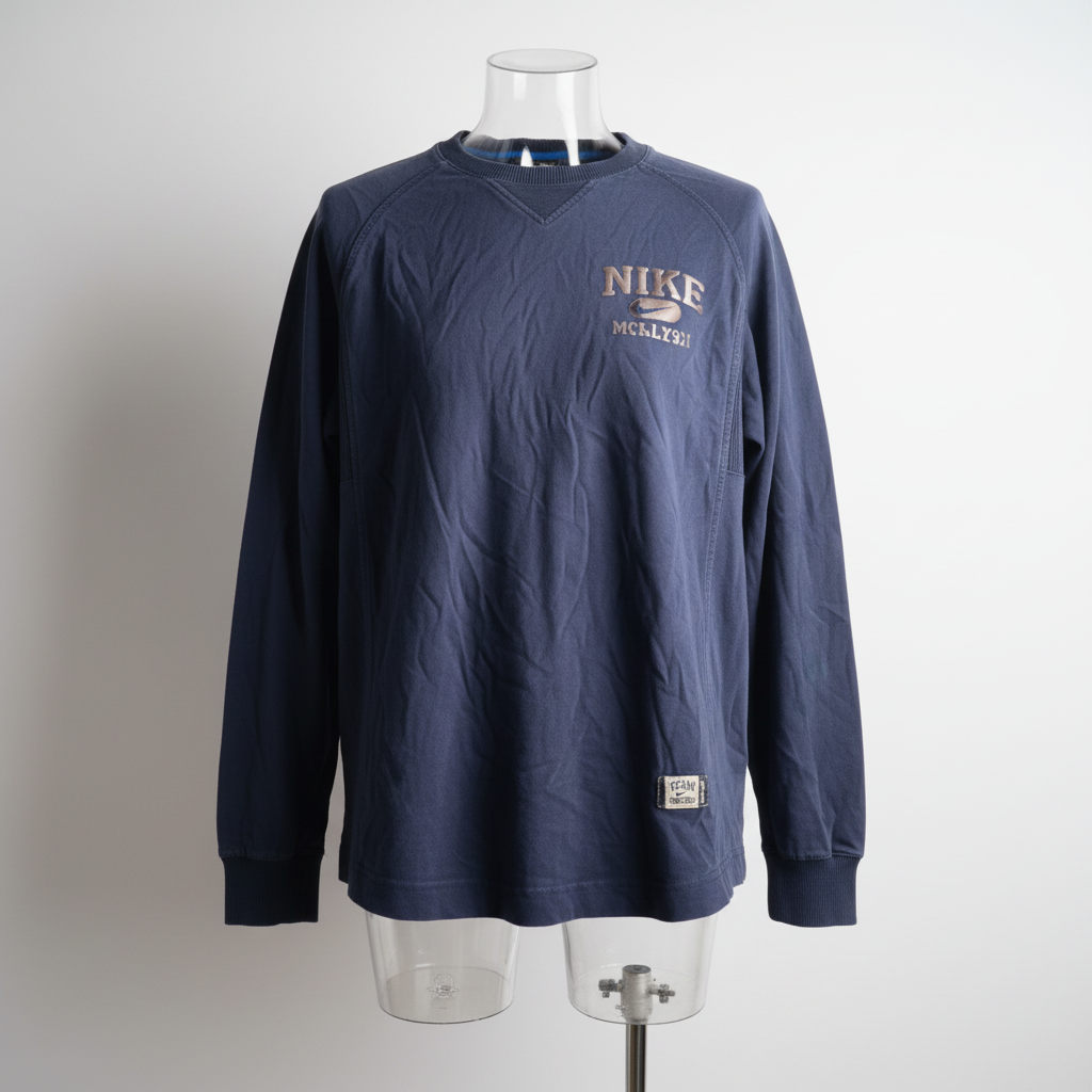Vintage men Nike Team 90's navy crew neck thick sweatshirt in L|L29 W19|SKU 5577