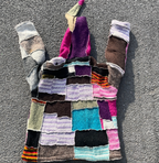 Tie Dye Patchwork Pixie thick heavy medium Hooded Fleece Lined Hippy Boho Festival Woollen Jacket