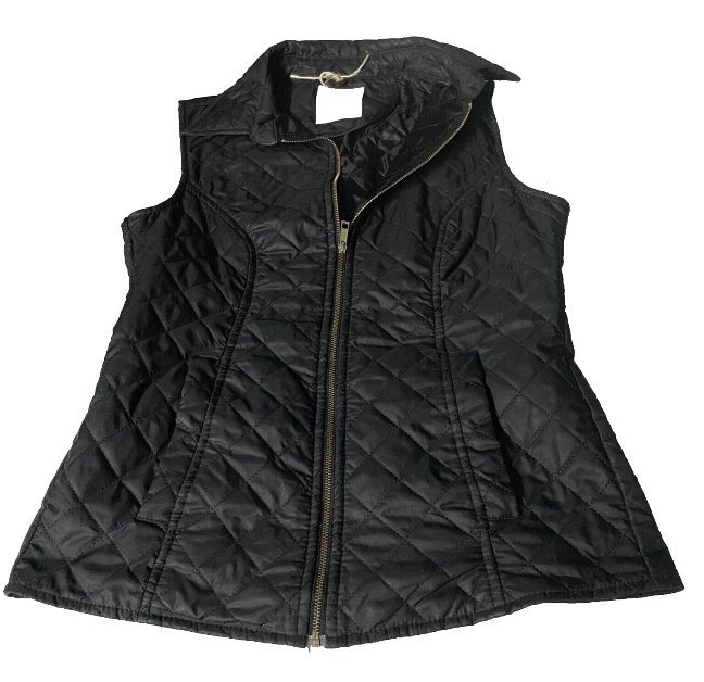 Vintage Manzo Gilet Puffer Vest Women's full zip Black Sleeveless Size M |6087