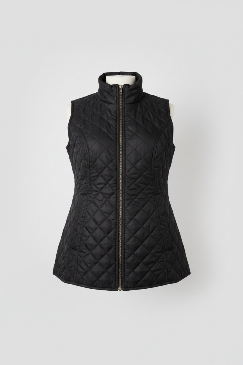 Vintage Manzo Gilet Puffer Vest Women's full zip Black Sleeveless Size M |6087