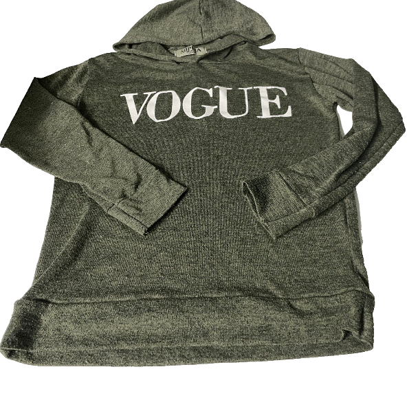 Vintage y2k women Vogue print by Sophia  green hoodie in S|L24 W17|SKU 6091