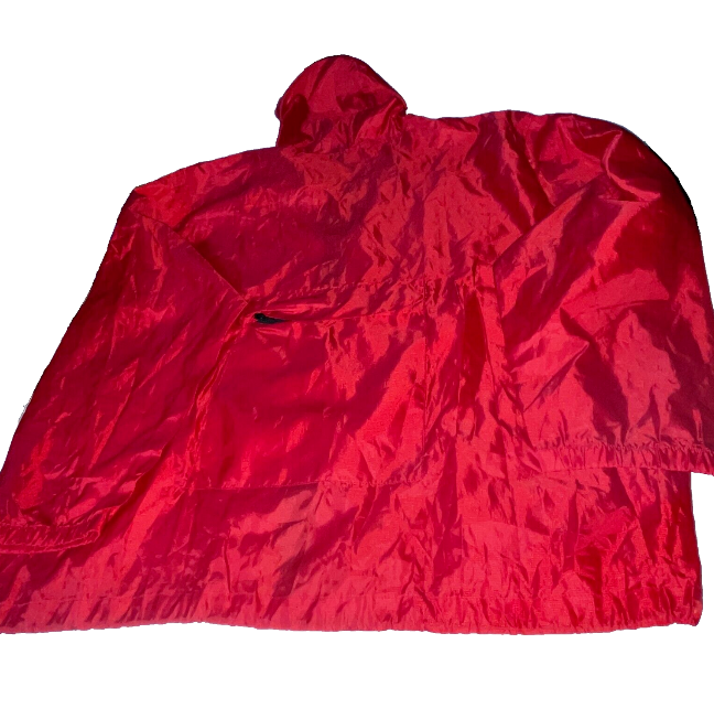Vintage  Unisex Waterproof Red Packable hooded Jacket in L|L30W26|SKU 6143