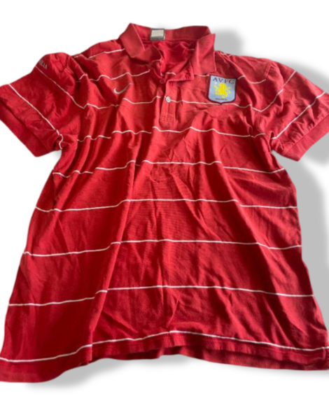 Vintage men's Nike Aston Villa 2008-09 Red Training Kit Polo in XL| L28 W20|SKU 5390