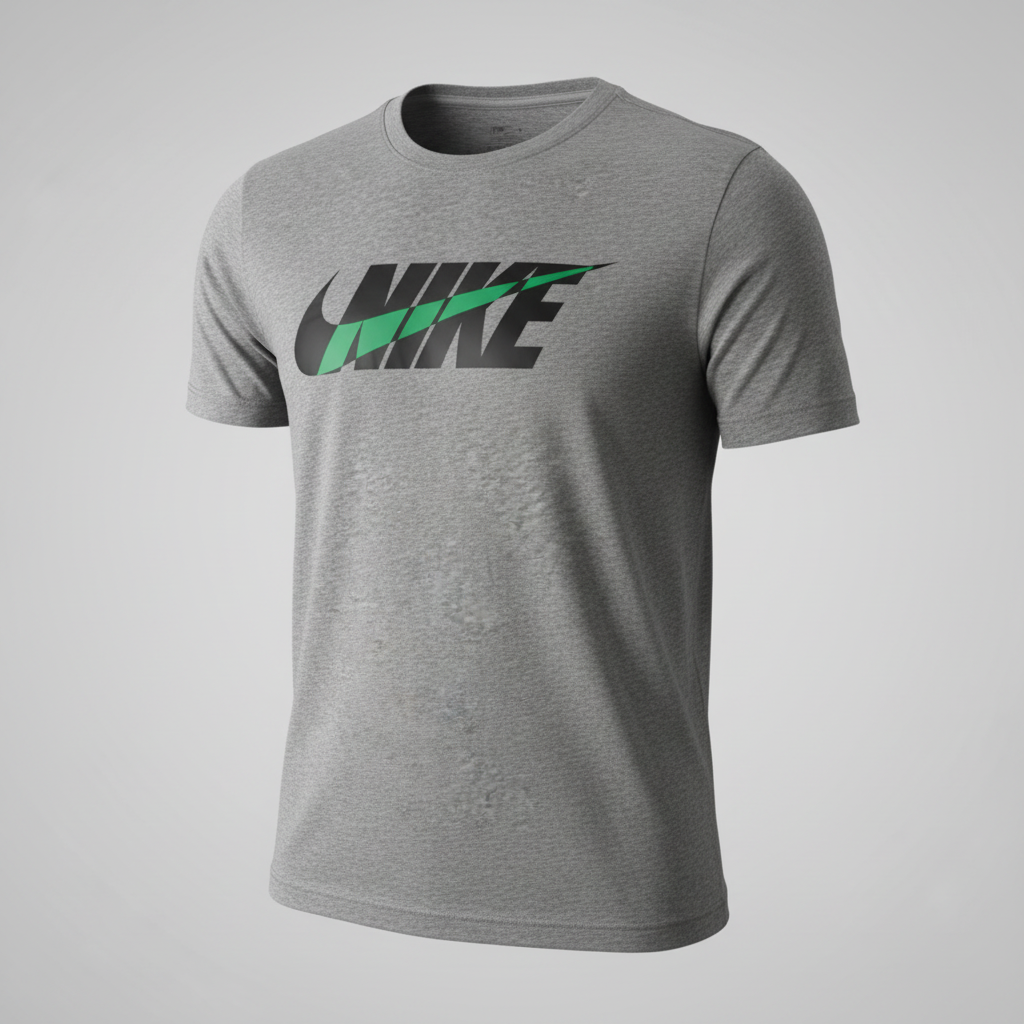 Vintage men's Nike Dri-FIT Futura Graphic grey short sleeve T-Shirt in L|L29W21|SKU 5466