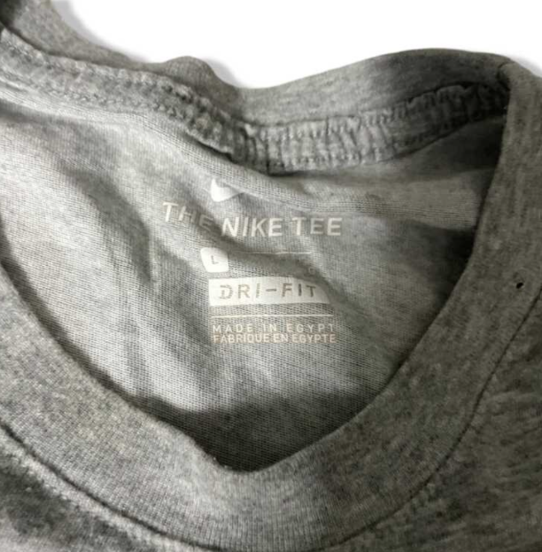 Vintage men's Nike Dri-FIT Futura Graphic grey short sleeve T-Shirt in L|L29W21|SKU 5466