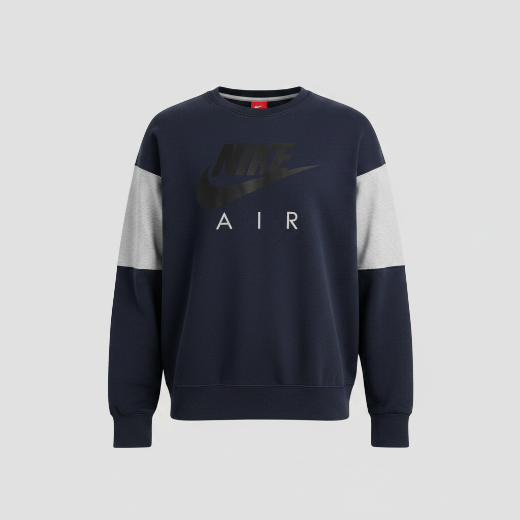 Vintage men Nike air print colourblock navy sweatshirt in L|L27 W23|SKU 5565