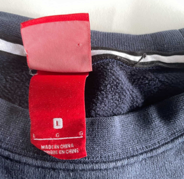 Vintage men Nike air print colourblock navy sweatshirt in L|L27 W23|SKU 5565