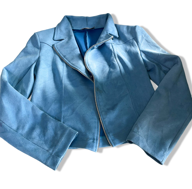 Vintage women J'aime La vie paris faux suede biker blue jacket in S/M| L21 W17|SKU 6384