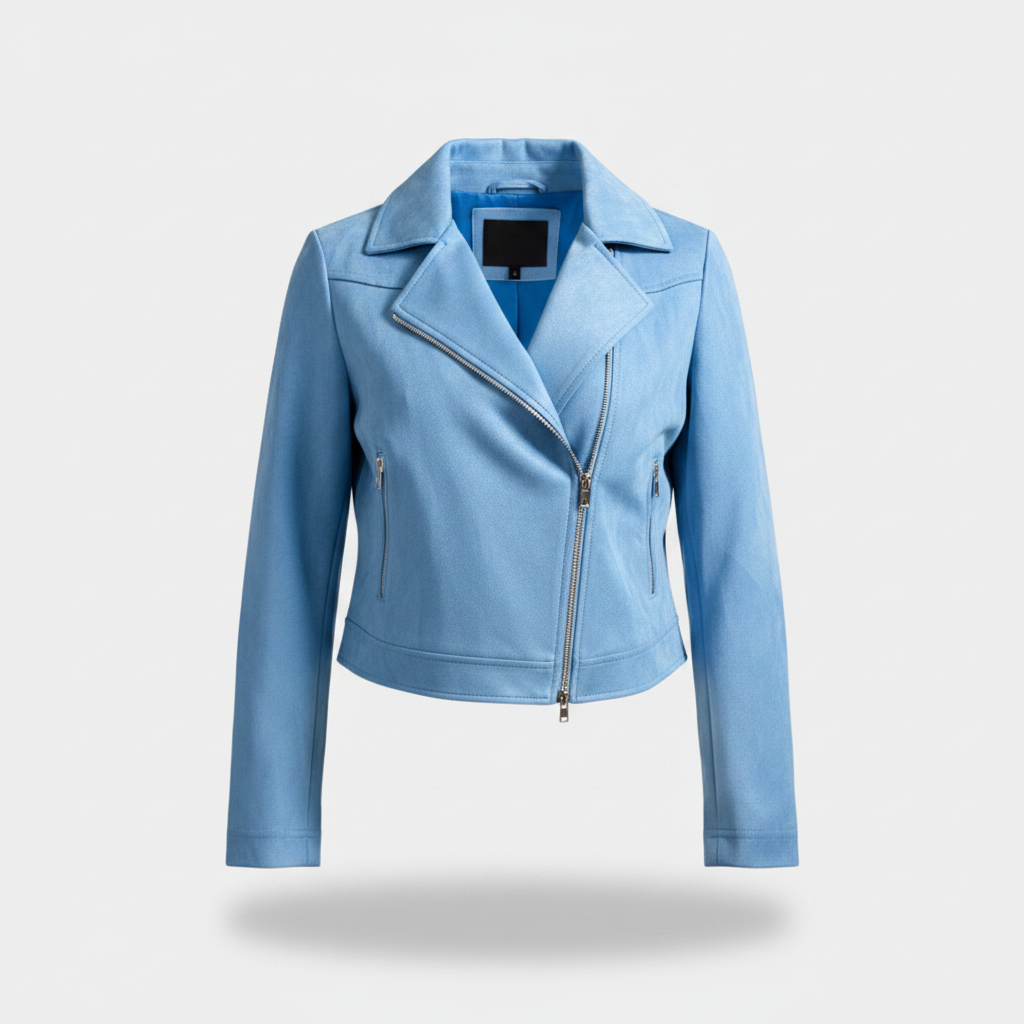 Vintage women J'aime La vie paris faux suede biker blue jacket in S/M| L21 W17|SKU 6384