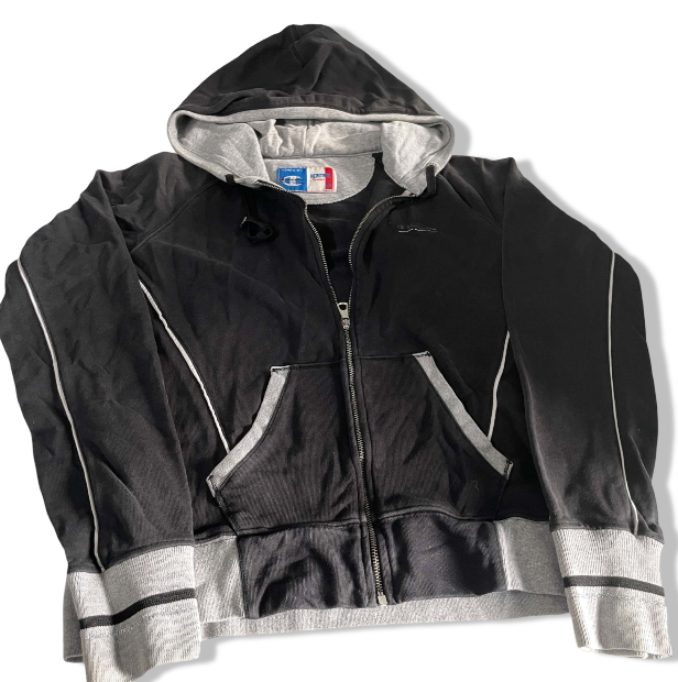 Vintage women champion heritage black full zip cropped hoodie in M|L24 W20|SKU 6390