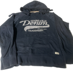 Vintage men Stock & Hank genuine denim print Navy drawstring hoodie in M|L26 W21|SKU 6518