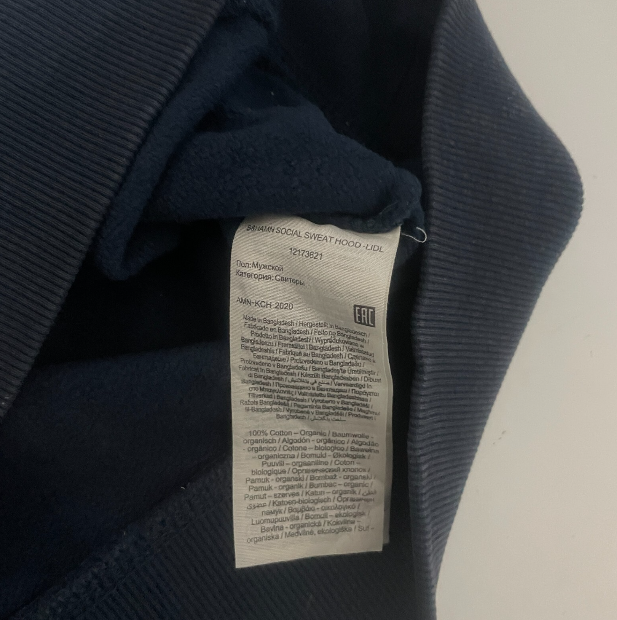 Vintage men Stock & Hank genuine denim print Navy drawstring hoodie in M|L26 W21|SKU 6518