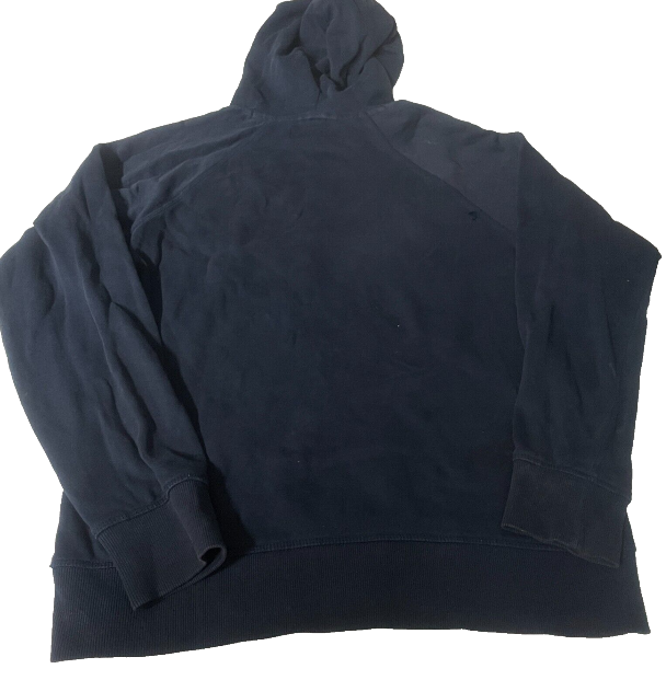Vintage men Stock & Hank genuine denim print Navy drawstring hoodie in M|L26 W21|SKU 6518