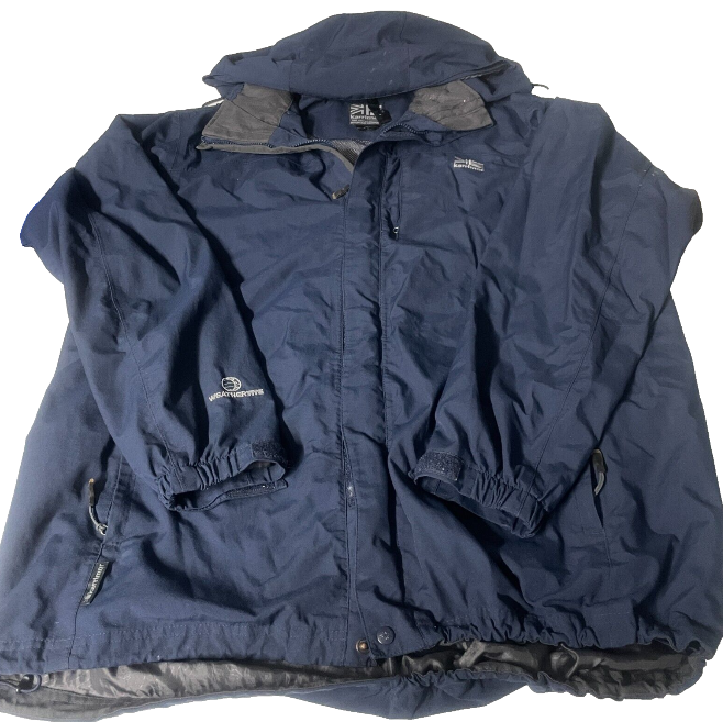 Vintage men Karrim the great britain mountain company weatherite navy wind breaker full zip hoodie jacket in L|L37 W25|SKU 6521