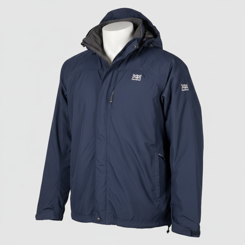 Vintage men Karrim the great britain mountain company weatherite navy wind breaker full zip hoodie jacket in L|L37 W25|SKU 6521