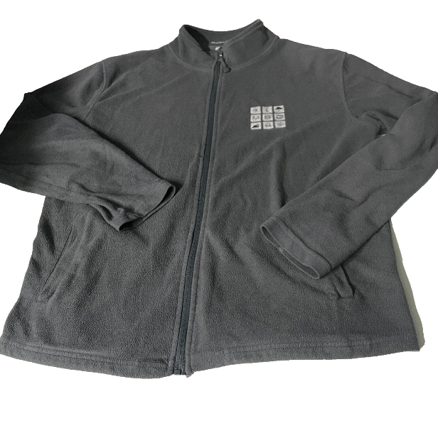 Vintage men grey Thales Alenia space fleece full zip high neck Jacket in S/M|L29 W21|SKU 6094