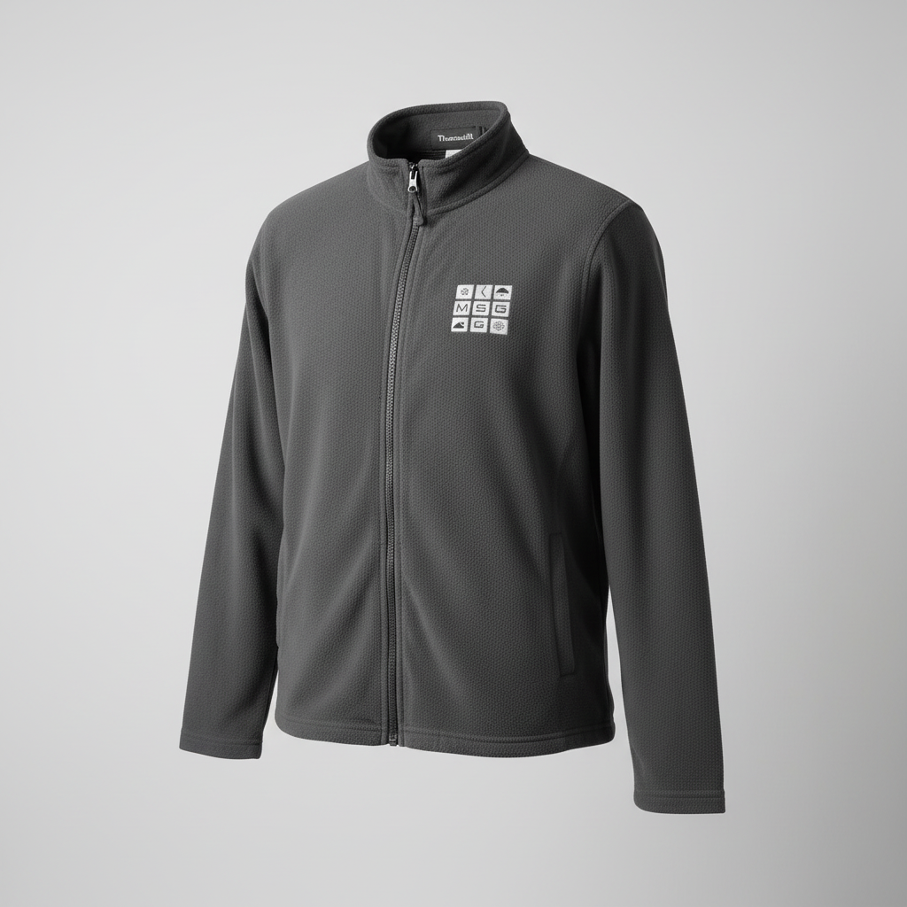 Vintage men grey Thales Alenia space fleece full zip high neck Jacket in S/M|L29 W21|SKU 6094