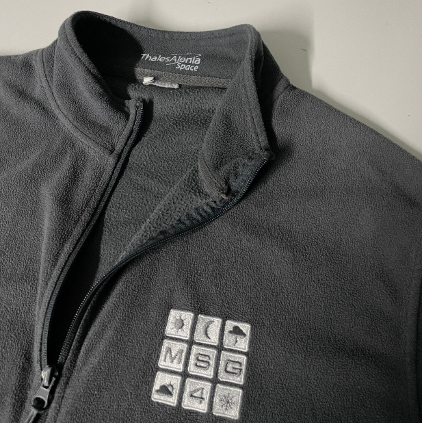 Vintage men grey Thales Alenia space fleece full zip high neck Jacket in S/M|L29 W21|SKU 6094