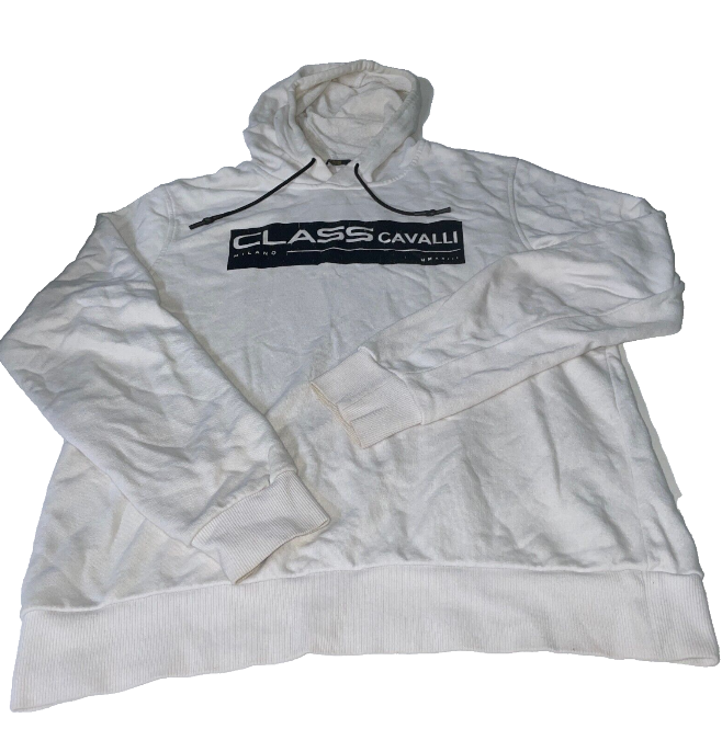 Vintage Cavalli Class Classy White Hooded Cotton Men's hoodies in L|L27W 21|6104