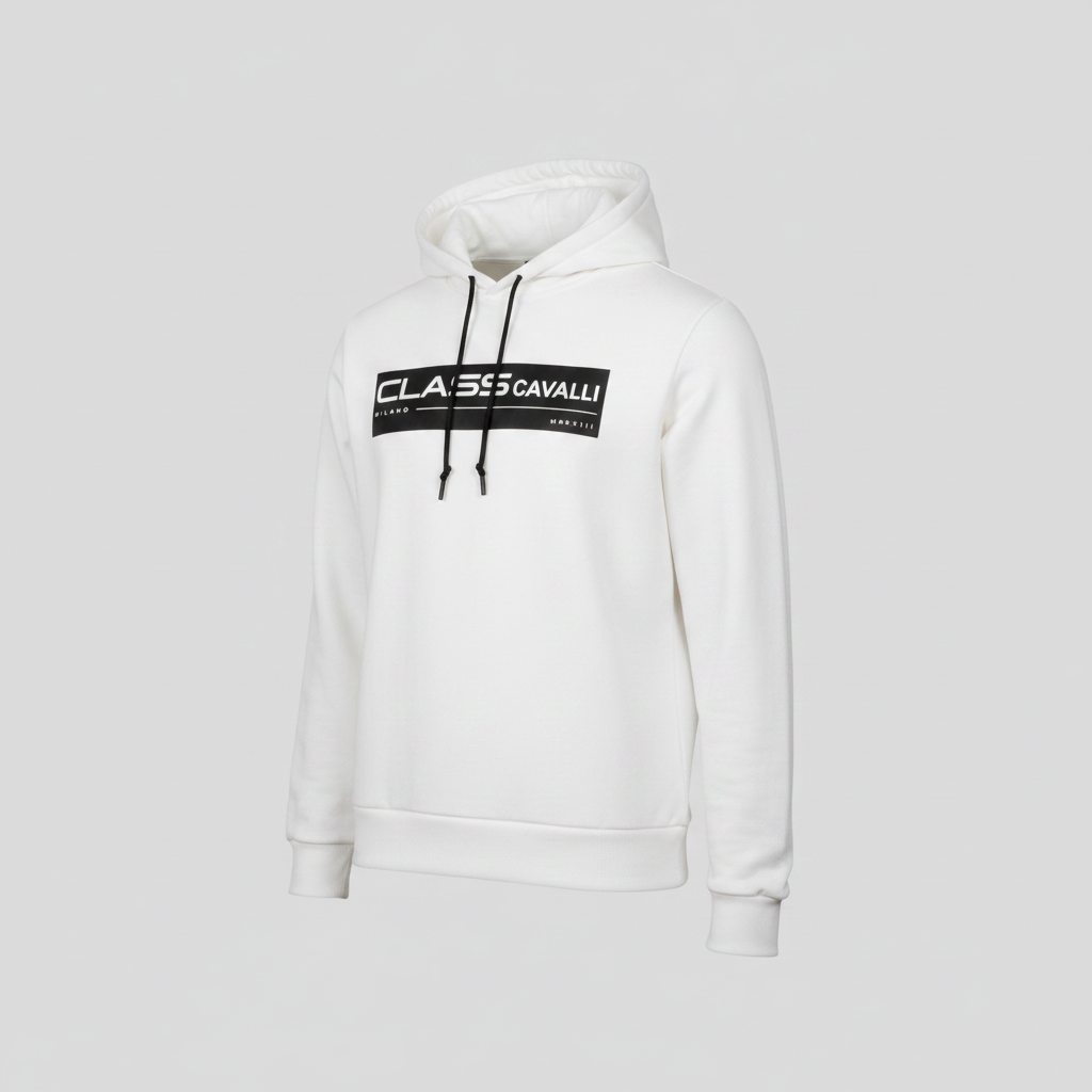 Vintage Cavalli Class Classy White Hooded Cotton Men's hoodies in L|L27W 21|6104