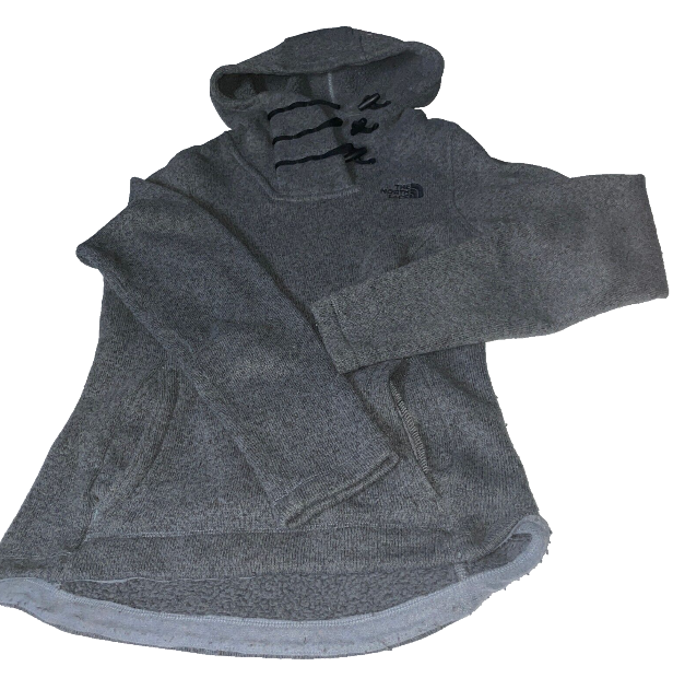 Vintage The North Face Women's Crescent Hoodie grey Knit Fleece hoodie in M|L26 W16|SKU 6107