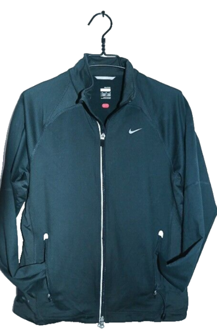 Vintage women Nike fit dry black full zip training fleece track top in M|L28W20