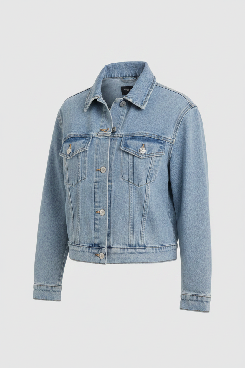 Vintage women M&S Co. cropped denim cutoff blue jacket size 12|L22W20|SKU 6726