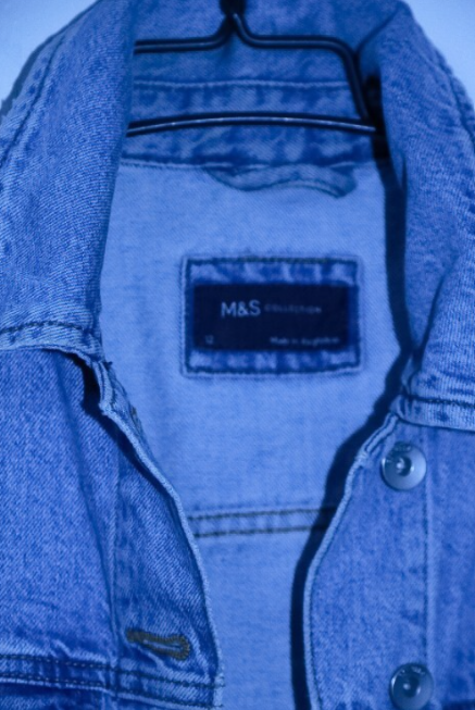 Vintage women M&S Co. cropped denim cutoff blue jacket size 12|L22W20|SKU 6726