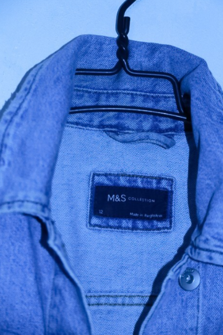 Vintage women M&S Co. cropped denim cutoff blue jacket size 12|L22W20|SKU 6726