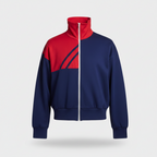 Vintage Women's Blue &red colour block full zip high neck track top | S/M | 3547