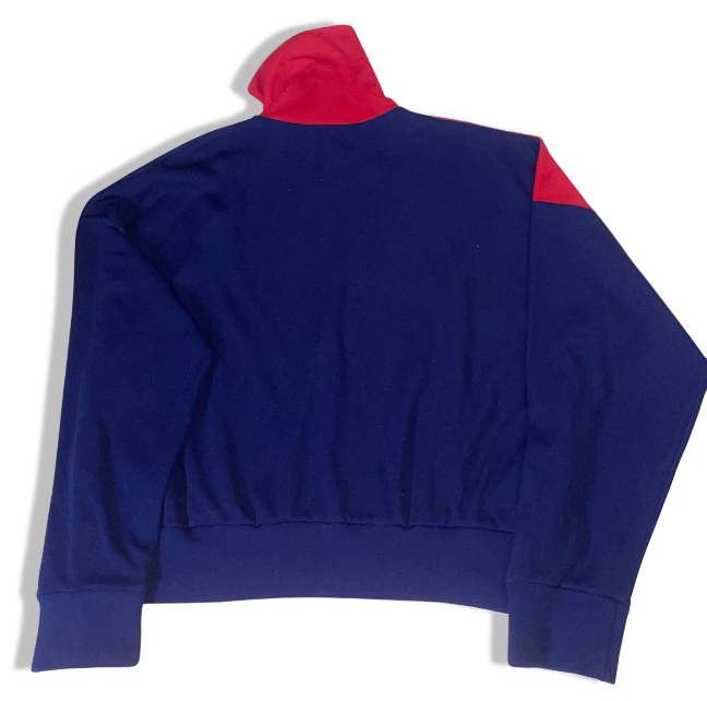 Vintage Women's Blue &red colour block full zip high neck track top | S/M | 3547