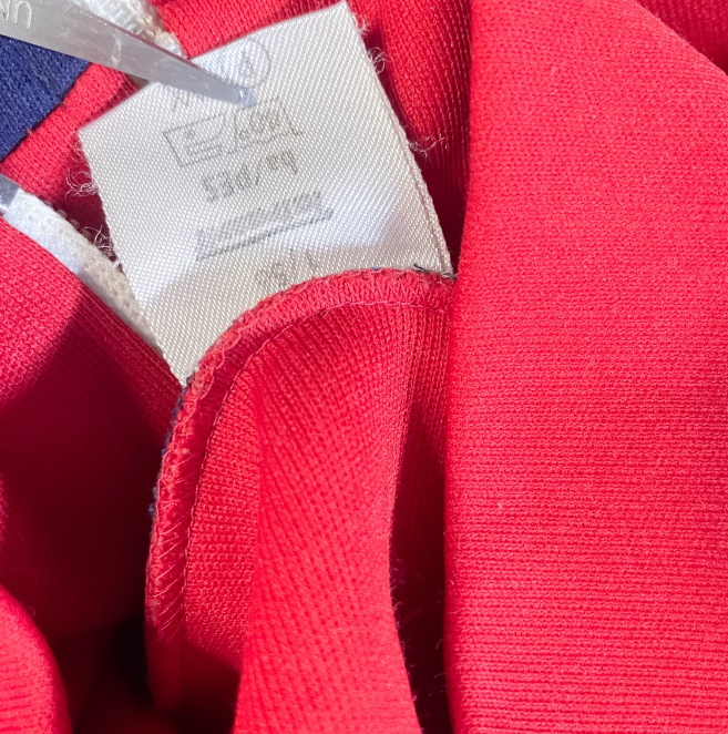 Vintage Women's Blue &red colour block full zip high neck track top | S/M | 3547