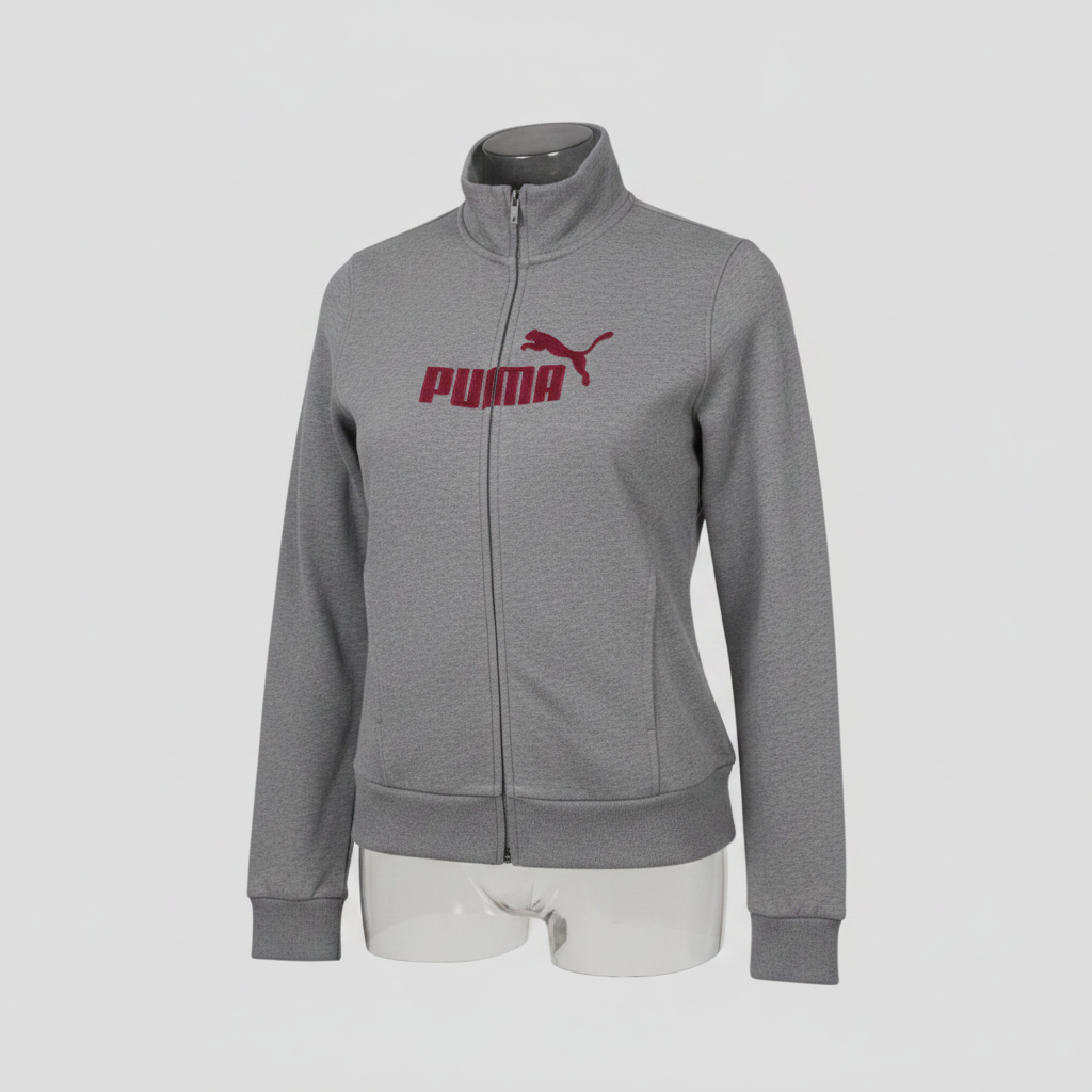 Vintage Puma Women's grey small full zip up high neck track top | S | SKU 3536