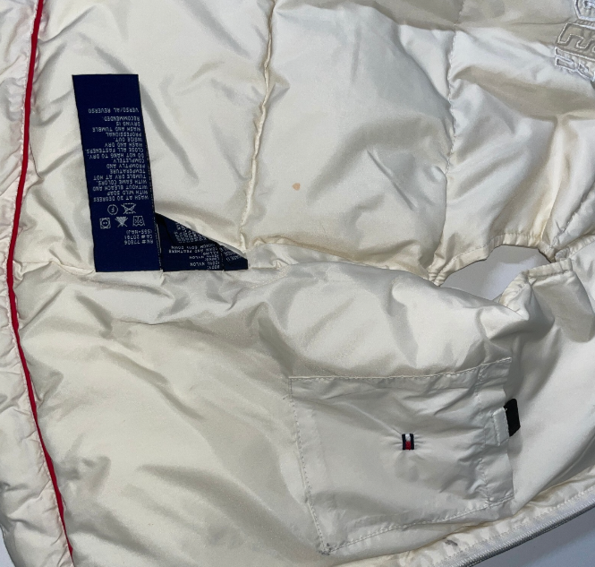 Vintage 90s Nylon Plain Whited padded Tommy Hilfiger Puffer Vest Gilet Jacket - XS/S|L24 W18|SKU 6131