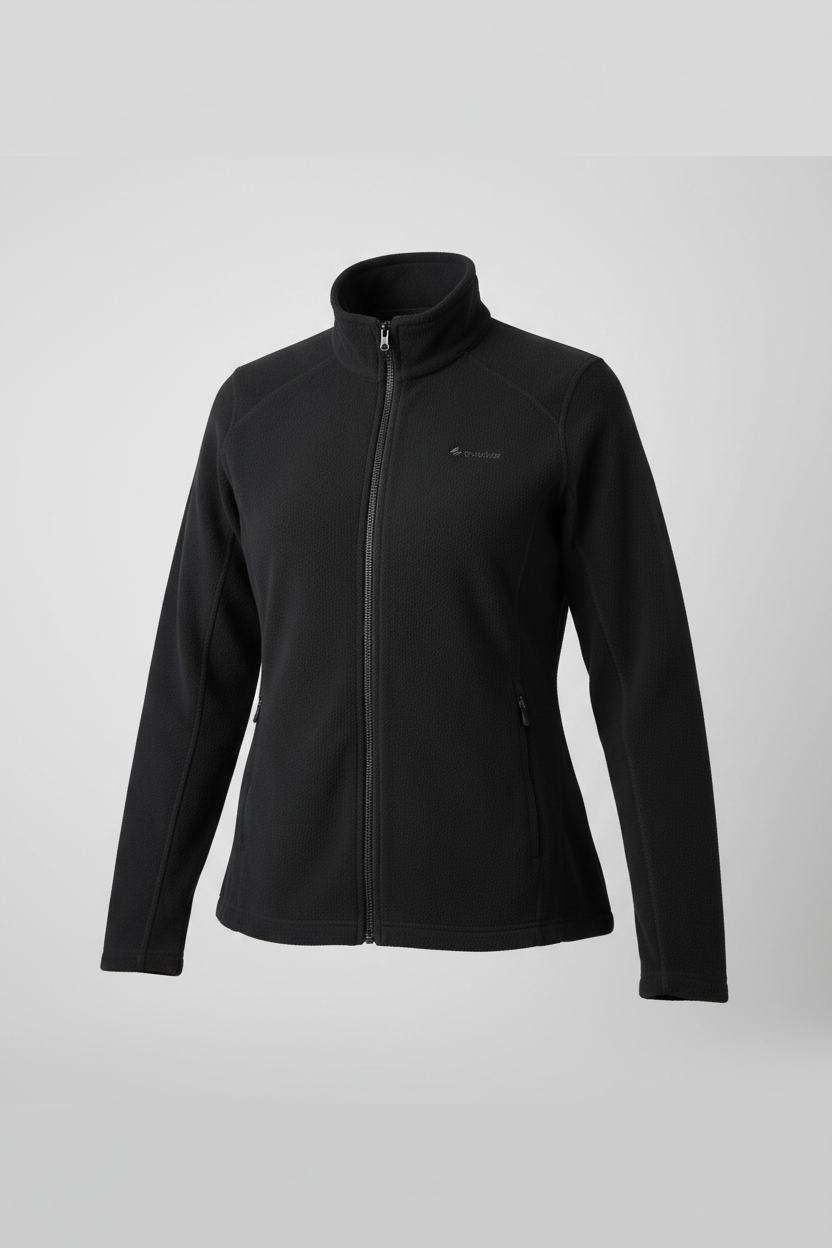 Female Decathlon vintage black fleece jacket in size M|L28 W20|SKU 6134