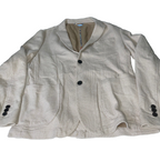Vintage Zara Cream mens suits blazer 3 button linen blazer in L|L28 W20|SKU 6135