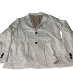 Vintage Zara Cream mens suits blazer 3 button linen blazer in L|L28 W20|SKU 6135