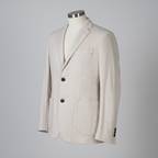 Vintage Zara Cream mens suits blazer 3 button linen blazer in L|L28 W20|SKU 6135