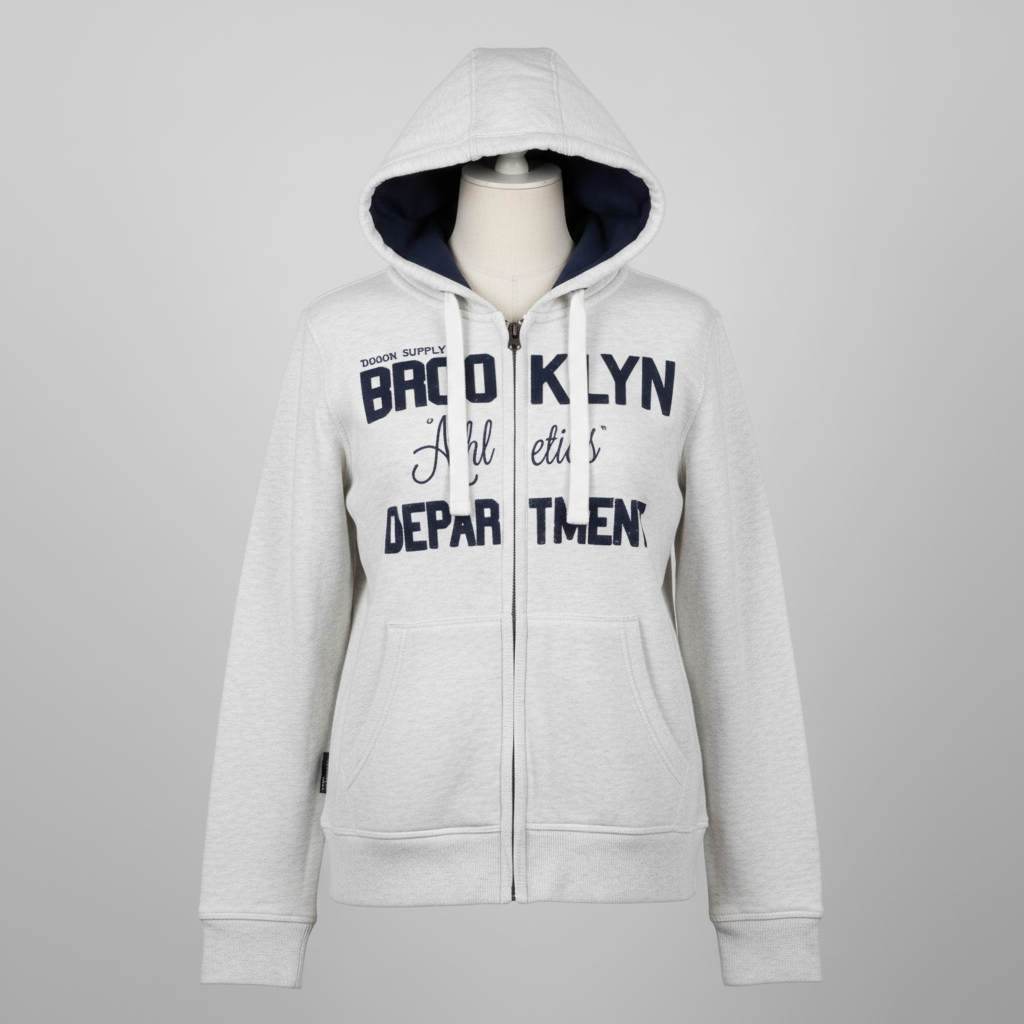 Vintage Women New York full Zip Through grey Hoodie UK 14|L23 W20|SKU 6136