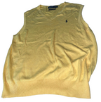 Vintage male Polo Ralph Lauren Yellow Cotton Linen Blend Knit Sweater Vest L SKU 6145