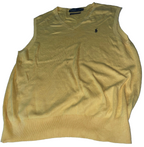 Vintage male Polo Ralph Lauren Yellow Cotton Linen Blend Knit Sweater Vest L SKU 6145