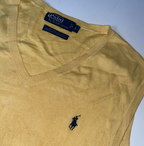 Vintage male Polo Ralph Lauren Yellow Cotton Linen Blend Knit Sweater Vest L SKU 6145