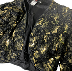 Vintage 80s Fully Sequined Black Gold Sequin Jacket Cropped Jacket S/M L 14 W 14 SKU 6157.