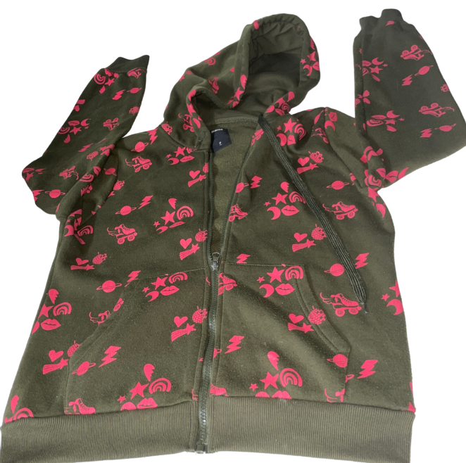Vintage green hoodie with hood and zipper for women in size small L 22 W 18 SKU 6158