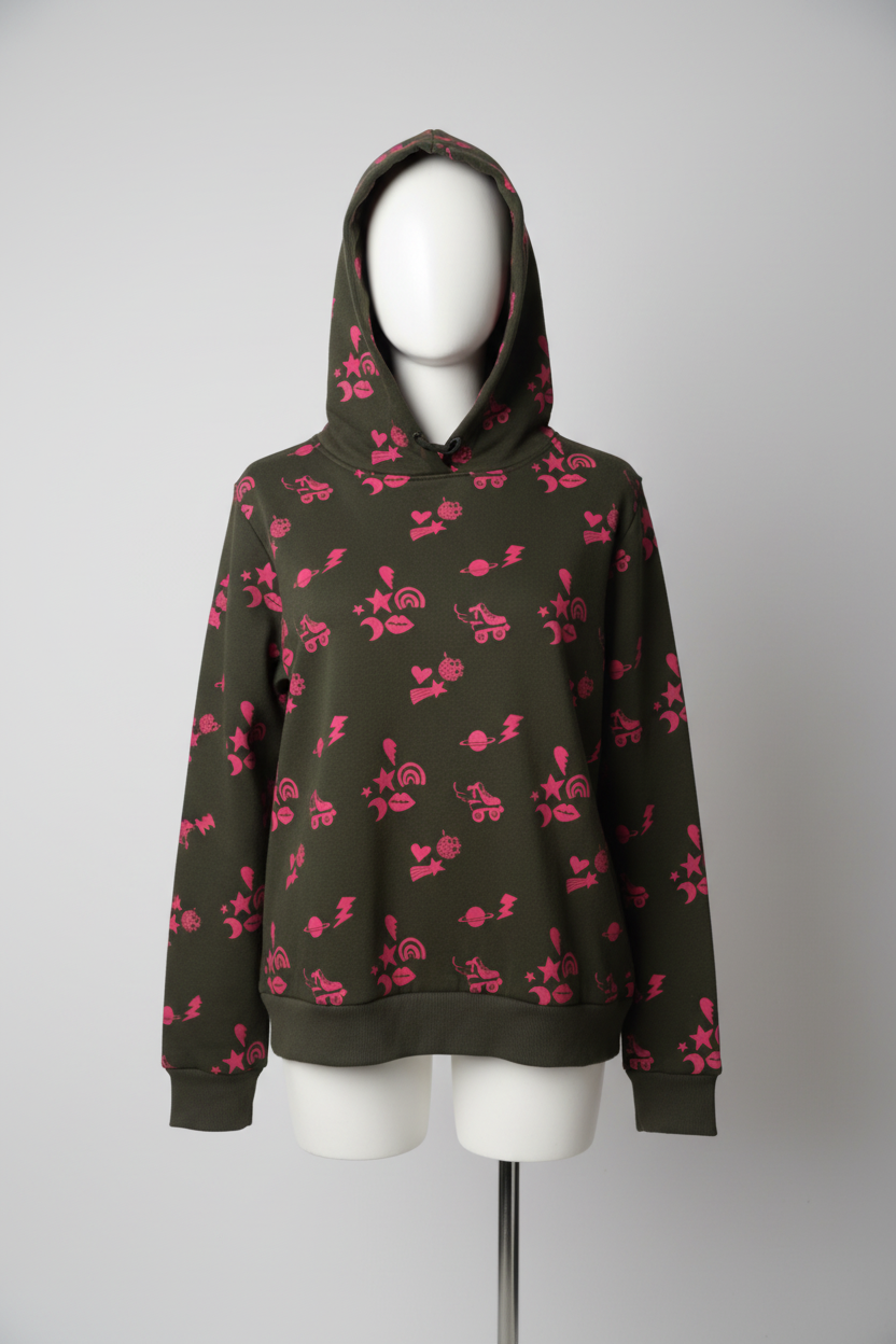 Vintage green hoodie with hood and zipper for women in size small L 22 W 18 SKU 6158