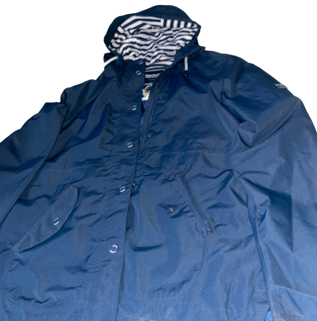 Vintage regatta blue women’s rain waterproof coat UK 12 L 29 W 21 SKU 6162