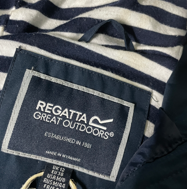 Vintage regatta blue women’s rain waterproof coat UK 12 L 29 W 21 SKU 6162