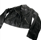 "Leather Signature Biker Jacket SHORT COATED JACKET - Faux leather jacket in size 10 MEDIUM  L 23 W 17 SKU 6167 "