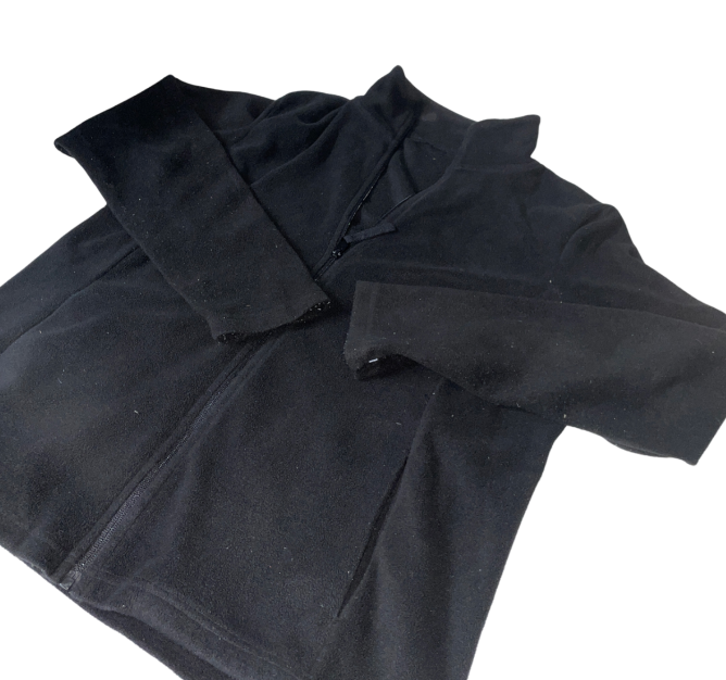 Vintage black fleece track jacket Fleece Vintage Clothing for Women L 27 W 19 SKU 6168
