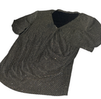VINATGE Black and Gold Tunic Tops & Shirts for Women  SEQUINS GLITTERY BLOUSE IN SIZE XL SKU 6170